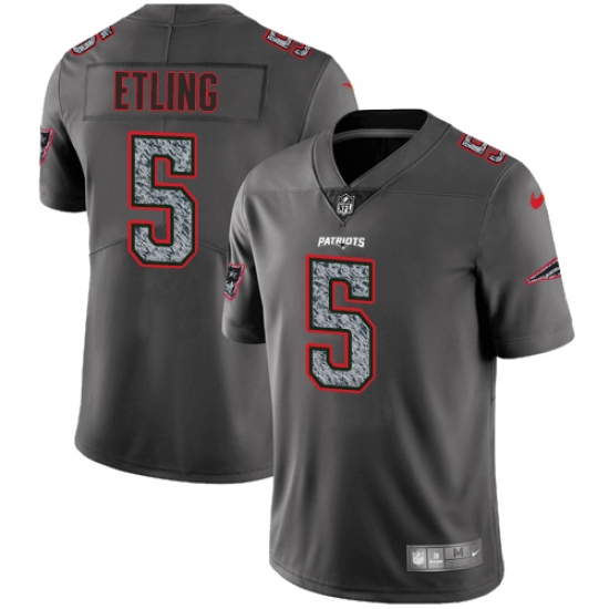 Men's Nike New England Patriots 5 Danny Etling Gray Static Vapor Untouchable Limited NFL Jersey