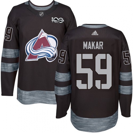Men's Adidas Colorado Avalanche 59 Cale Makar Authentic Black 1917-2017 100th Anniversary NHL Jersey