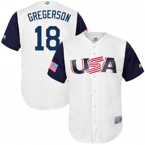 Men's USA Baseball Majestic 18 Luke Gregerson White 2017 World Baseball Classic Replica Team Jersey