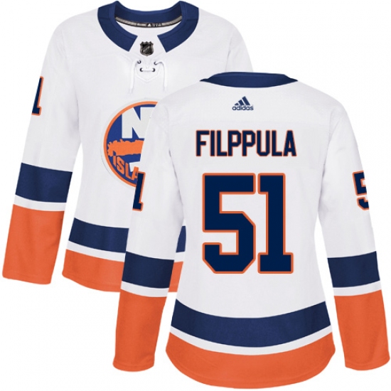 Women's Adidas New York Islanders 51 Valtteri Filppula Authentic White Away NHL Jersey
