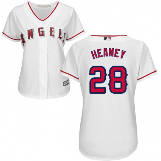 Women's Majestic Los Angeles Angels of Anaheim 28 Andrew Heaney Authentic White Home Cool Base MLB Jersey