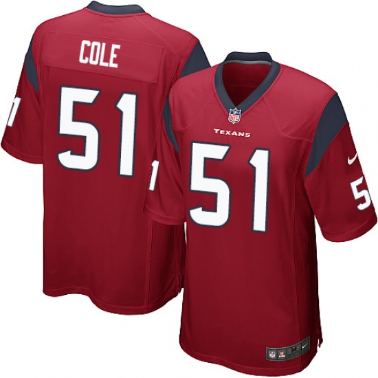 Men's Nike Houston Texans 51 Dylan Cole Game Red Alternate NFL Jersey