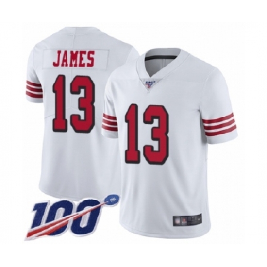 Men's San Francisco 49ers 13 Richie James Limited White Rush Vapor Untouchable 100th Season Football Jersey