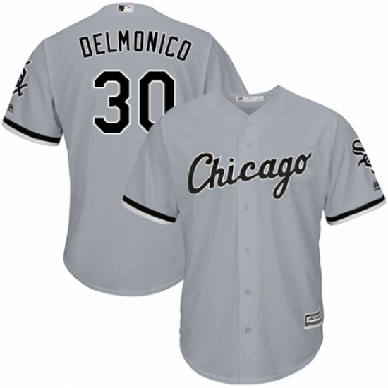 Men's Majestic Chicago White Sox 30 Nicky Delmonico Replica Grey Road Cool Base MLB Jersey
