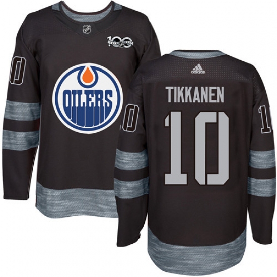 Men's Adidas Edmonton Oilers 10 Esa Tikkanen Authentic Black 1917-2017 100th Anniversary NHL Jersey