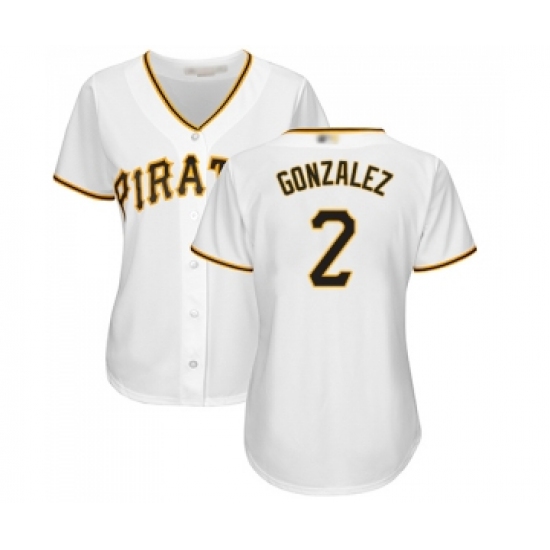 Women's Pittsburgh Pirates 2 Erik Gonzalez Replica White Home Cool Base Baseball Jersey