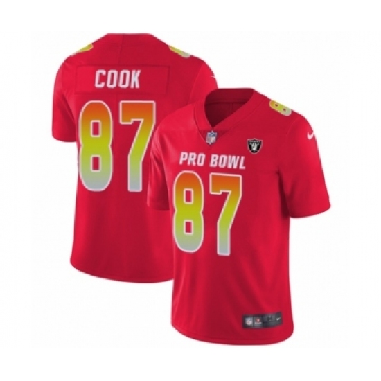 Men's Oakland Raiders 87 Jared Cook Limited Red AFC 2019 Pro Bowl Football Jersey