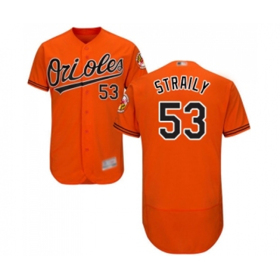 Men's Baltimore Orioles 53 Dan Straily Orange Alternate Flex Base Authentic Collection Baseball Jersey