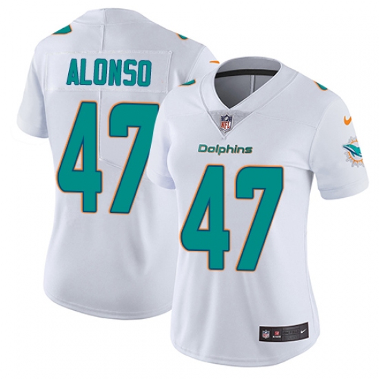 Women's Nike Miami Dolphins 47 Kiko Alonso White Vapor Untouchable Limited Player NFL Jersey