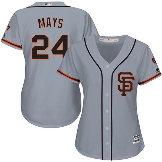 Women's Majestic San Francisco Giants 24 Willie Mays Replica Grey Road 2 Cool Base MLB Jersey