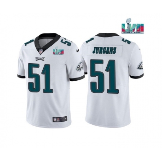 Men's Philadelphia Eagles 51 Cam Jurgens White Super Bowl LVII Vapor Untouchable Limited Stitched Jersey