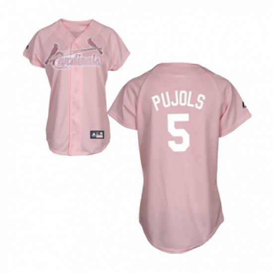 Women's Majestic St. Louis Cardinals 5 Albert Pujols Authentic Pink Fashion MLB Jersey