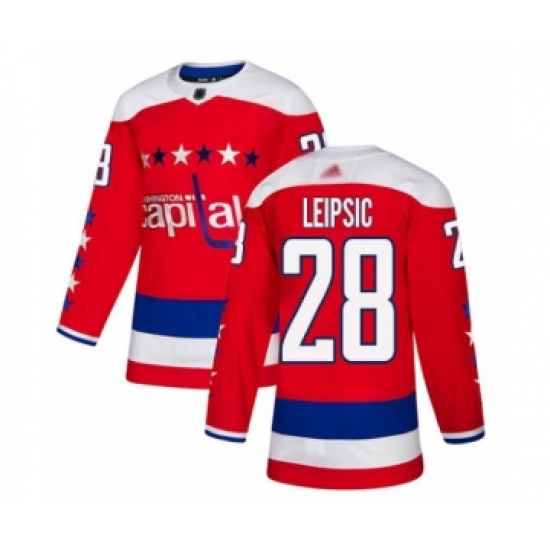Men's Washington Capitals 28 Brendan Leipsic Authentic Red Alternate Hockey Jersey