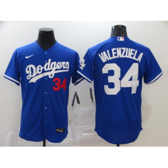 Men's Nike Los Angeles Dodgers 34 Fernando Valenzuela Blue Authentic Jersey