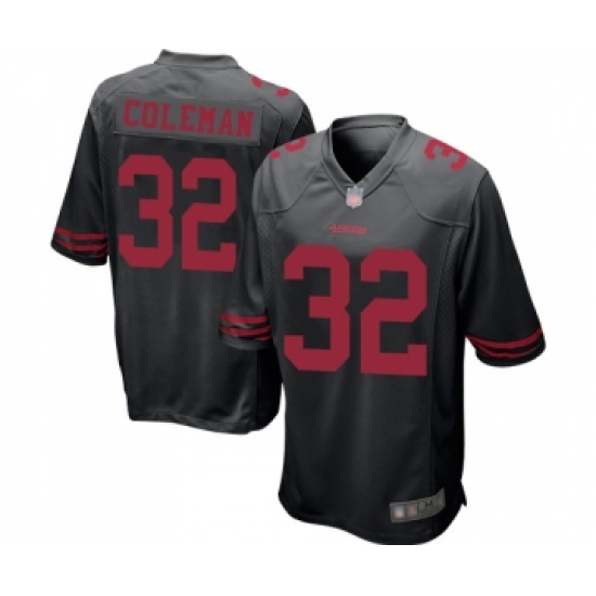 Men's San Francisco 49ers 32 Tevin Coleman Game Black Football Jersey