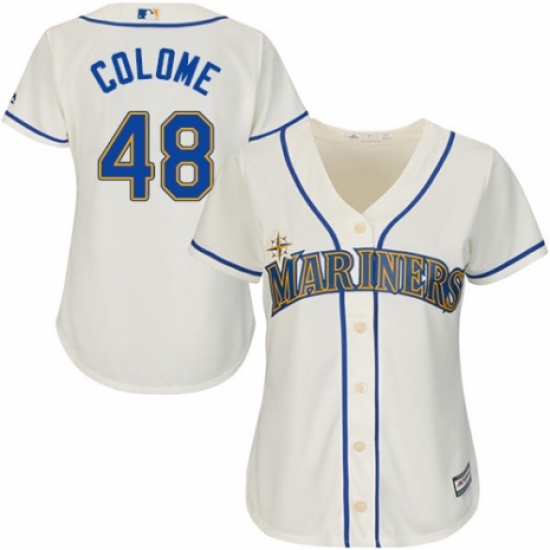 Women's Majestic Seattle Mariners 48 Alex Colome Authentic Cream Alternate Cool Base MLB Jersey