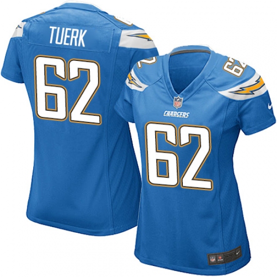 Women's Nike Los Angeles Chargers 62 Max Tuerk Game Electric Blue Alternate NFL Jersey