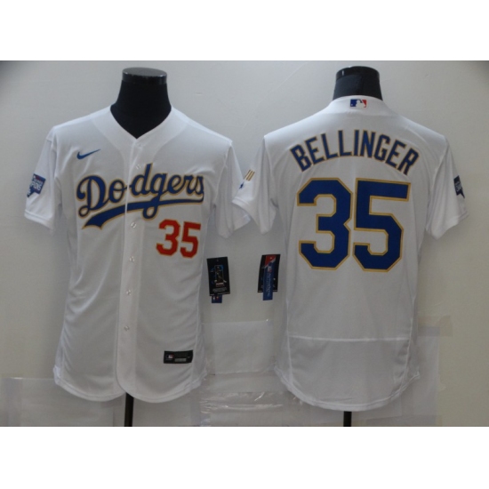 Men's Nike Los Angeles Dodgers 35 Cody Bellinger White World Series Champions Authentic Jersey