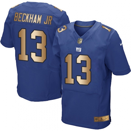Men's Nike New York Giants 13 Odell Beckham Jr Elite Blue/Gold Team Color NFL Jersey