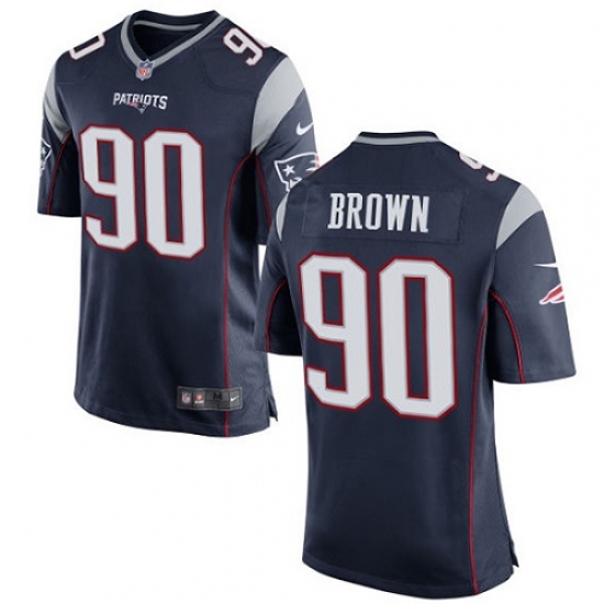 Men's Nike New England Patriots 90 Malcom Brown Game Navy Blue Team Color NFL Jersey