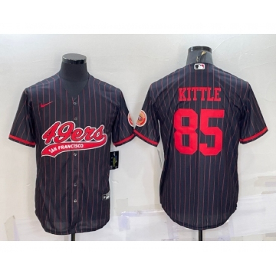 Men's San Francisco 49ers 85 George Kittle Black Cool Base Stitched Baseball Jersey