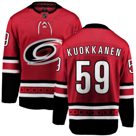 Youth Carolina Hurricanes 59 Janne Kuokkanen Fanatics Branded Red Home Breakaway NHL Jersey