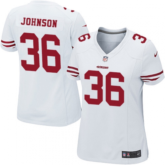 Women's Nike San Francisco 49ers 36 Dontae Johnson Game White NFL Jersey