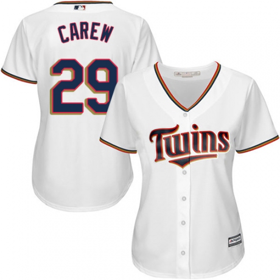 Women's Majestic Minnesota Twins 29 Rod Carew Authentic White Home Cool Base MLB Jersey