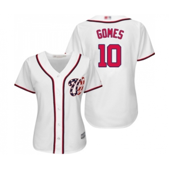 Women's Washington Nationals 10 Yan Gomes Replica White Home Cool Base Baseball Jersey