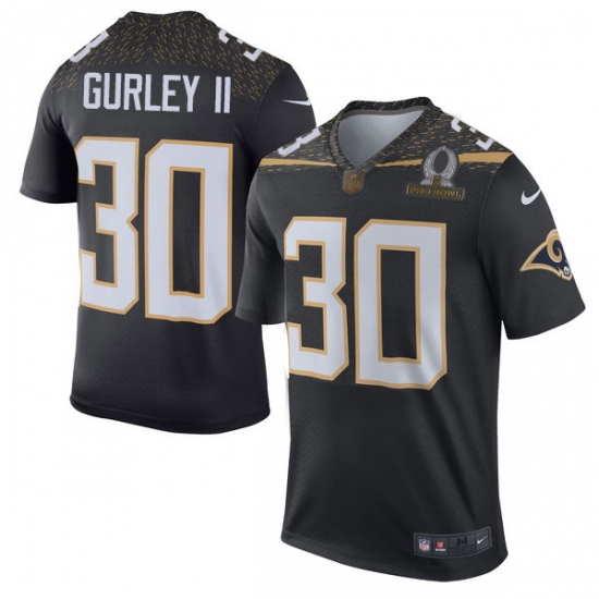 Men's Nike Los Angeles Rams 30 Todd Gurley Elite Black Team Irvin 2016 Pro Bowl NFL Jersey