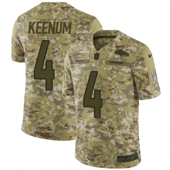 Youth Nike Denver Broncos 4 Case Keenum Limited Camo 2018 Salute to Service NFL Jersey
