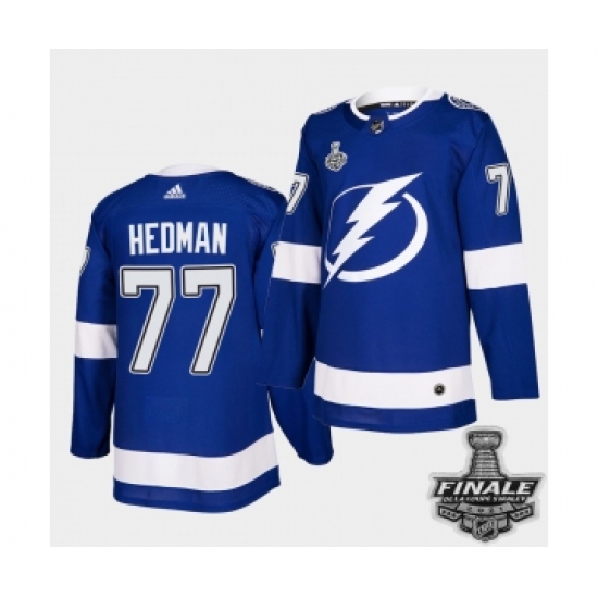 Men's Adidas Lightning 77 Victor Hedman Blue Home Authentic 2021 Stanley Cup Jersey