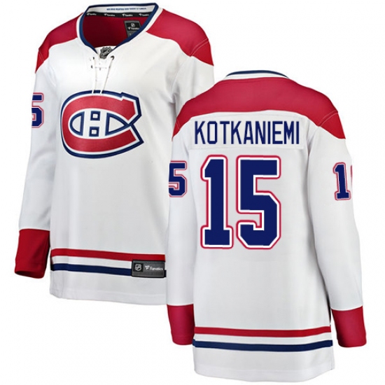 Women's Montreal Canadiens 15 Jesperi Kotkaniemi Authentic White Away Fanatics Branded Breakaway NHL Jersey