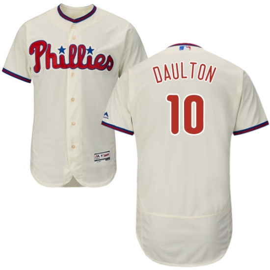 Men's Majestic Philadelphia Phillies 10 Darren Daulton Cream Alternate Flex Base Authentic Collection MLB Jersey