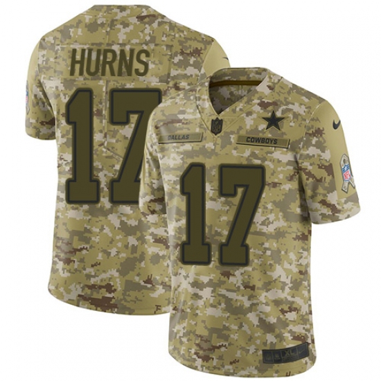 Youth Nike Dallas Cowboys 17 Allen Hurns Limited Camo 2018 Salute to Service NFL Jersey