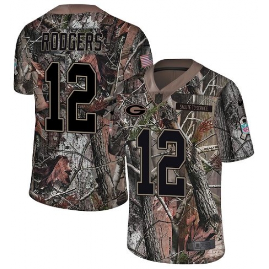 Youth Nike Green Bay Packers 12 Aaron Rodgers Limited Camo Rush Realtree NFL Jersey