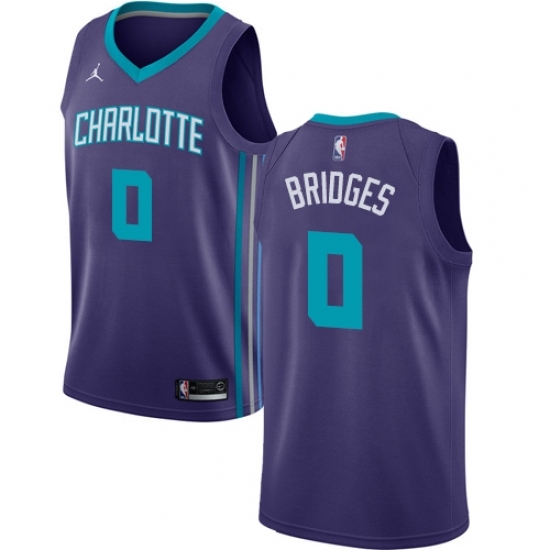 Men's Nike Jordan Charlotte Hornets 0 Miles Bridges Swingman Purple NBA Jersey Statement Edition