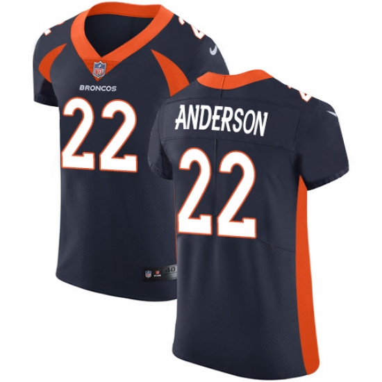 Men's Nike Denver Broncos 22 C.J. Anderson Navy Blue Alternate Vapor Untouchable Elite Player NFL Jersey