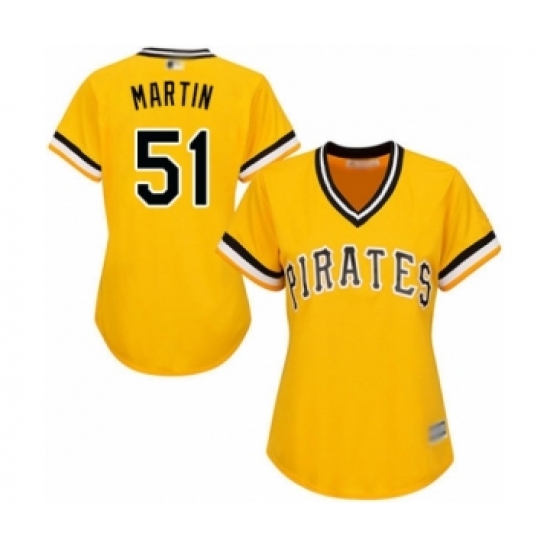 Women's Pittsburgh Pirates 51 Jason Martin Authentic Gold Alternate Cool Base Baseball Player Jersey