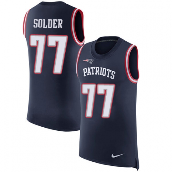 Men's Nike New England Patriots 77 Nate Solder Limited Navy Blue Rush Player Name & Number Tank Top NFL Jersey