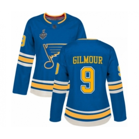 Women's St. Louis Blues 9 Doug Gilmour Authentic Navy Blue Alternate 2019 Stanley Cup Final Bound Hockey Jersey