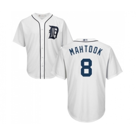 Men's Detroit Tigers 8 Mikie Mahtook Replica White Home Cool Base Baseball Jersey