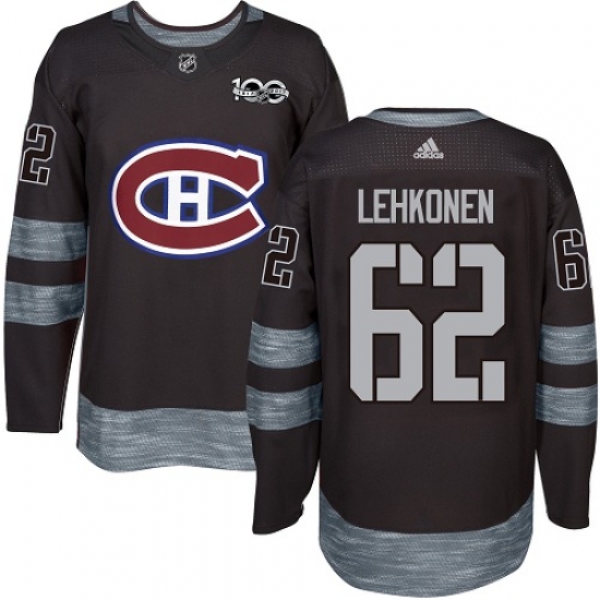 Men's Adidas Montreal Canadiens 62 Artturi Lehkonen Authentic Black 1917-2017 100th Anniversary NHL Jersey