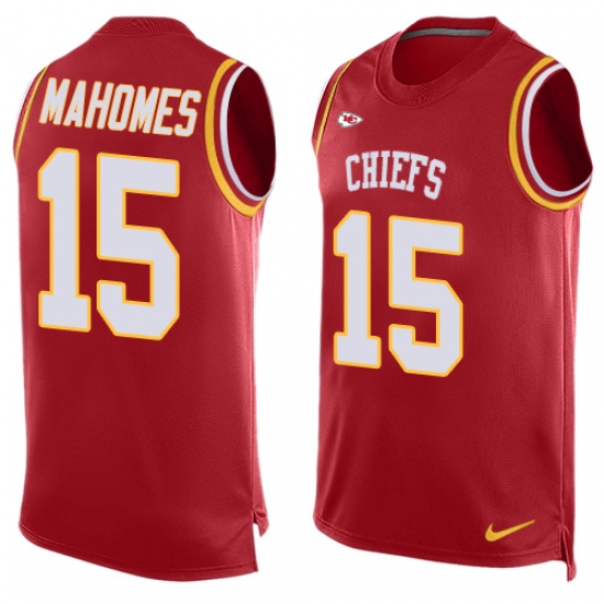 Nike Kansas City Chiefs 15 Patrick Mahomes Red Team Color Men's Stitched NFL Limited Tank Top Jersey