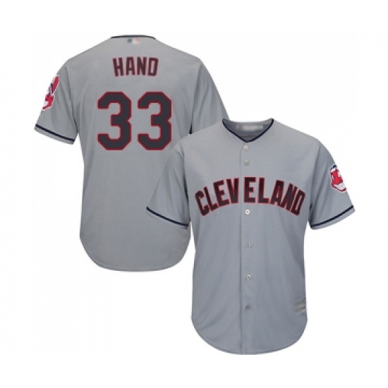 Youth Cleveland Indians 33 Brad Hand Replica Grey Road Cool Base Baseball Jersey