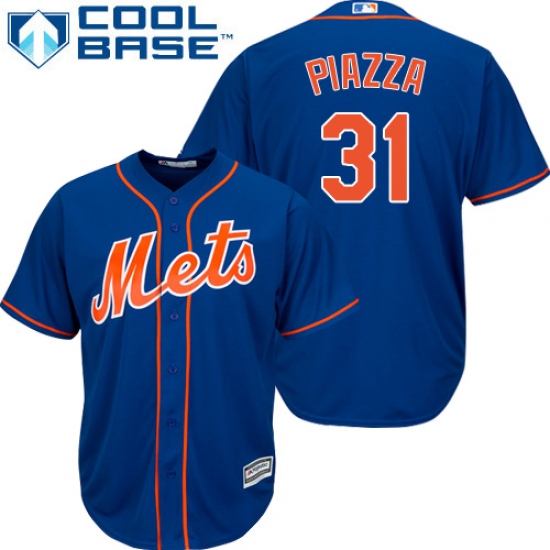 Men's Majestic New York Mets 31 Mike Piazza Replica Royal Blue Alternate Home Cool Base MLB Jersey