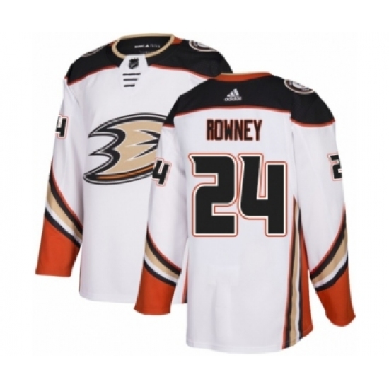 Men's Adidas Anaheim Ducks 24 Carter Rowney Authentic White Away NHL Jersey