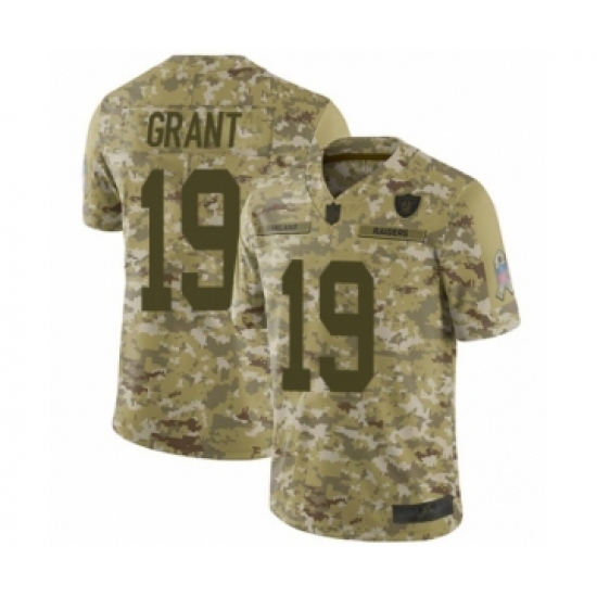 Youth Oakland Raiders 19 Ryan Grant Limited Camo 2018 Salute to Service Football Jersey