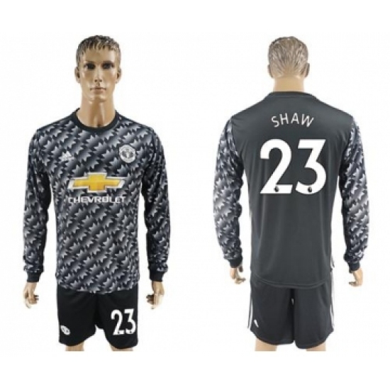 Manchester United 23 Shaw Black Long Sleeves Soccer Club Jersey