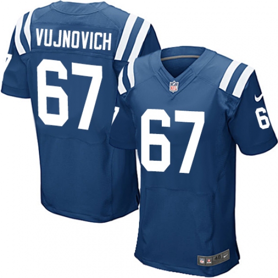 Men's Nike Indianapolis Colts 67 Jeremy Vujnovich Elite Royal Blue Team Color NFL Jersey